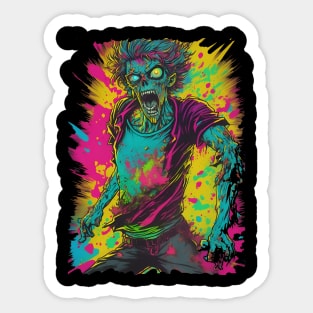 Zombie color blast comic book style Sticker